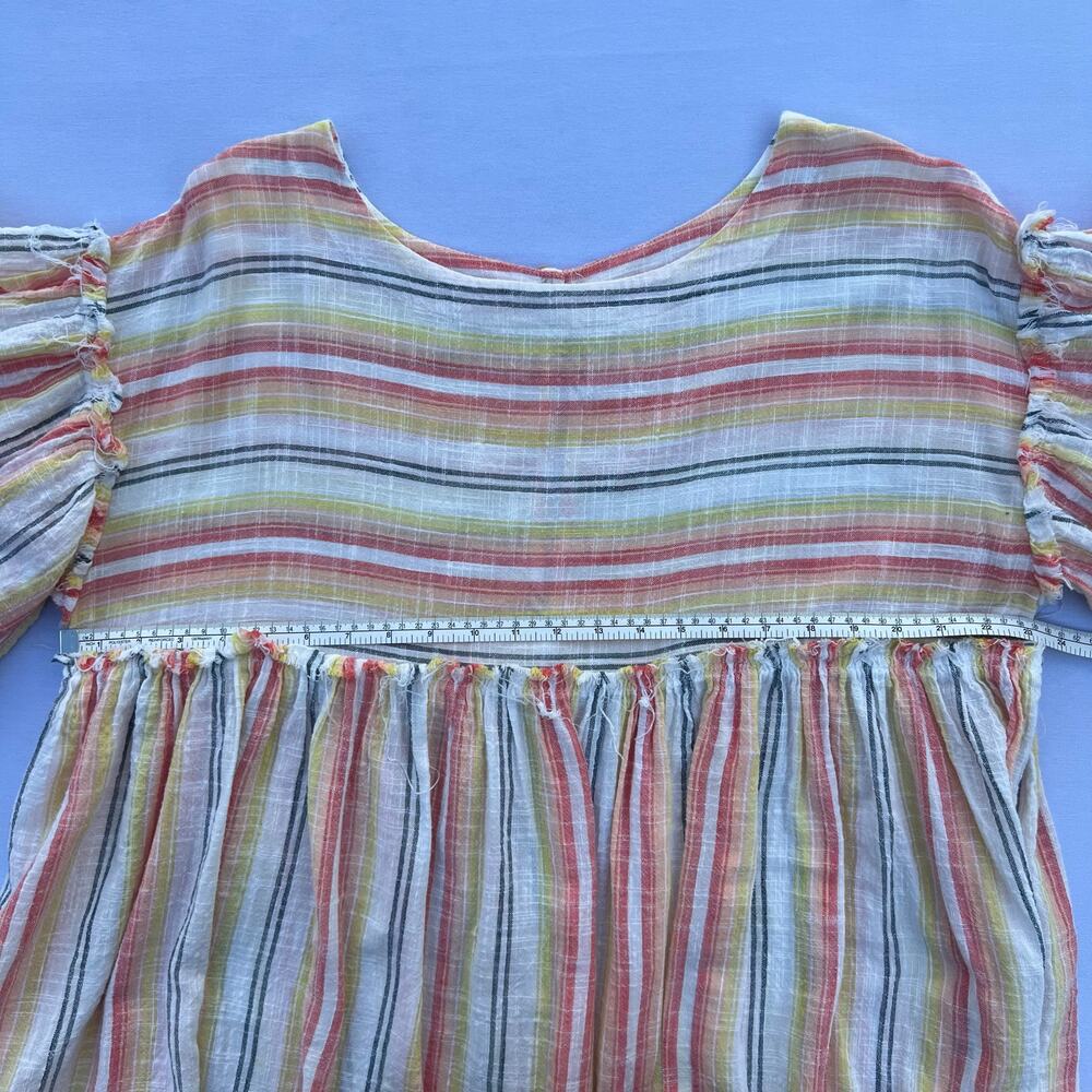 FREE PEOPLE Striped Ruffle Sleeve Tunic Mini Dress | Medium | Multi Color - Picture 6 of 10
